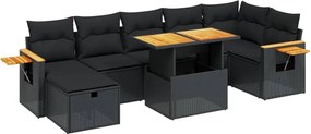 vidaXL Set mobilier de grădină cu perne, 8 piese, negru, poliratan