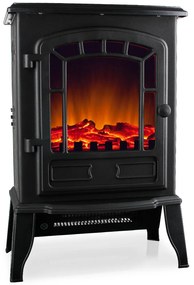 Deuba Semineu electric cu incalzire prin ventilator si foc 2000W Negru