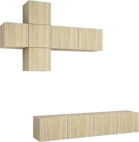 vidaXL Set dulapuri TV, 7 piese, stejar sonoma, lemn prelucrat