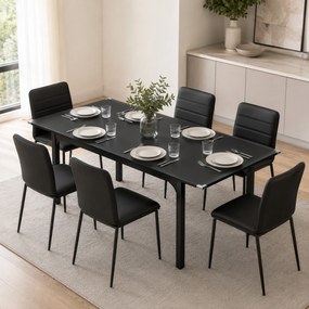 HOMCOM Masă de Grădină Extensibilă pentru 4-6 Persoane cu Picioare din Oțel, 160x70x75 cm, Negru | Aosom Romania