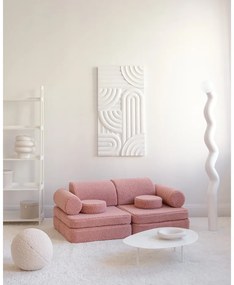 Canapea pentru copii roz cu tapițerie din țesătură bouclé 132 cm Settee – Wigiwama