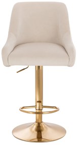 HR920W Scaun Crem din Catifea cu Bază Aurie