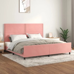 3125719 vidaXL Cadru de pat cu tăblie, roz, 200x200 cm, catifea