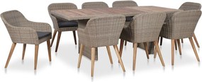 vidaXL Set mobilier de exterior cu perne, 9 piese, poliratan