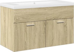vidaXL Dulap pentru chiuvetă de baie, lavoar încorporat, stejar sonoma