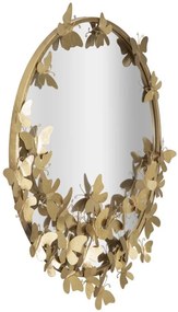 Oglinda decorativa aurie cu rama din metal, ∅ 75 cm, Glam Butterflies Mauro Ferretti