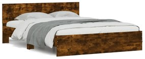 3207480 vidaXL Cadru de pat cu tăblie, stejar fumuriu, 150x200 cm