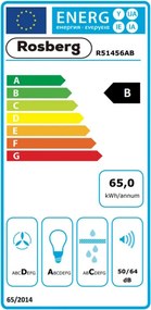 La mâna a doua: Hota Rosberg R51456AB, 190 W, 460 m3/h, 2 motoare, 2 filtre, Negru