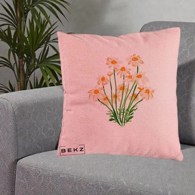 Perna Decorativa Margarete Camp, 40x40 cm, Roz, Husa Detasabila, Perna Inclusa, BEKZ®