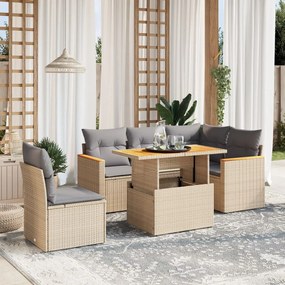 vidaXL Set canapele de grădină cu perne, 6 piese, bej, poliratan