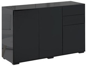 Dulap multifunctional negru HOMCOM cu 2 sertare si 2 dulapuri cu apasare, 117x36x74cm