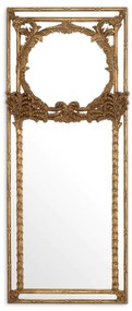Oglinda design LUX din lemn de mahon sculptat manual Le Royal, auriu antic