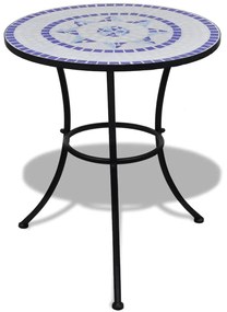 271771 vidaXL Set mobilier bistro, 3 piese, albastru/alb, plăci ceramice