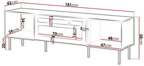 Masă TV cu șemineu electric Orlandio 180 (nuc warmia). Promo -17%. 1122774