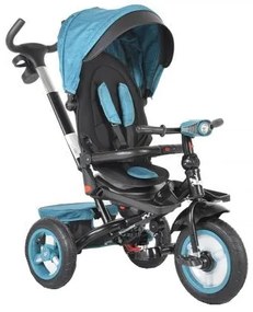 Tricicleta cu copertina detasabila NOVOKIDS™ Jockey Trike ,Cu far luminos si melodii, Roti gonflabile din cauciuc, Pozitie somn, Pedale si maner