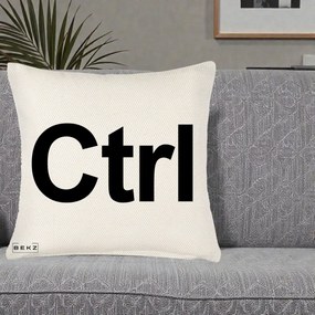Perna Personalizata Tasta Ctrl Tipografie Bold, 40x40 cm, Crem Reliefat, Husa Detasabila, Perna Inclusa, BEKZ®