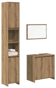 vidaXL Set mobilier de baie, 3 piese, stejar artizanal, lemn prelucrat