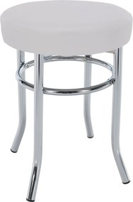 Taburet IRENA, crom/alb, metal/piele ecologica, 33x33x43 cm