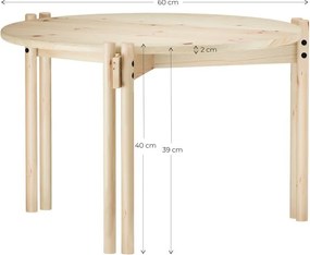 Măsuță de cafea în culoare naturală rotundă din lemn masiv de pin ø 60 cm Sticks – Karup Design