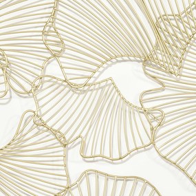 HOMCOM Decor de perete metalic 3D, decoratiune de perete aurie cu cadru dreptunghiular si frunze de ginkgo, 50 x 85 cm | AOSOM RO
