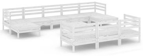 3083390 vidaXL Set mobilier de grădină, 11 piese, alb, lemn masiv de pin