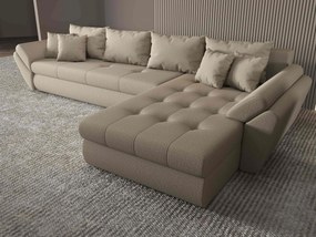 Colțar extensibil dumonde cu ladă de depozitare si sezut confortabil din spuma high-density, Loana XL Enjoy Camel II 335x185 cm