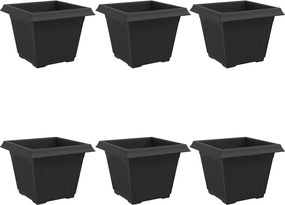 vidaXL Vază pătrată pentru flori 6 pcs Negru 28,5 x 28,5 x 22 cm
