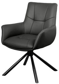 Set de 2 scaune pivotante SIGNATURE piele naturala neagra