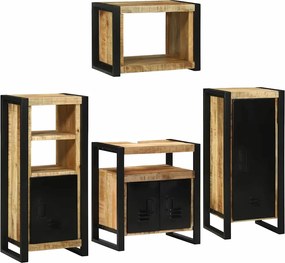 vidaXL Set de mobilier pentru baie 4 pcs Maro Lemn de mango solid