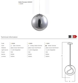 Pendul LED design modern decorativ EDITH fumuriu