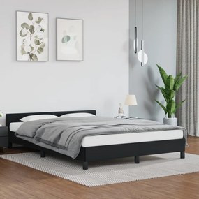 347495 vidaXL Cadru de pat cu tăblie, negru, 140x190 cm, piele ecologică