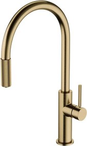 Baterie bucatarie cu dus extractibil Omnires Switch cu sistem filtrare apa finisaj bronz antichizat periat