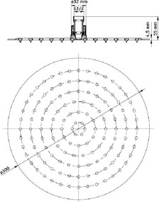 Floks dispersor fix - rotund crom anticalcar 30 cm diametru NAC_003K