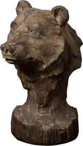 Decorațiune cap de urs brun din rășină, H22,5 cm
