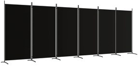 Paravan de camera cu 6 panouri, negru, 520x180 cm, textil