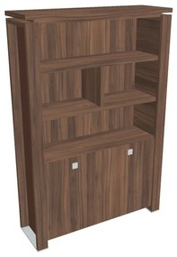 Dulap înalt Verno+ S 140 x 46 x 210 cm, cu rafturi, nuc / maro