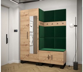 Set mobilier pentru hol Amanda 14 (Stejar artisan + verde). 1085980