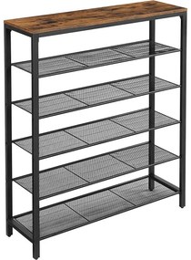Suport Pentru Incaltaminte Cu 5 Niveluri, Vintage Maro Si Negru, 100 Cm