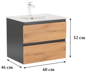 Dulap inferior Vario Forte 60 cu lavoar antracit-stejar