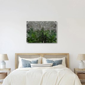 Tablou pe sticlă - Zid de beton cu plante (70x50 cm)