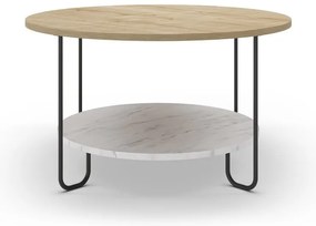 Măsuță de cafea în culoare naturală rotundă cu blat cu aspect de lemn de stejar ø 80 cm Tonka – Marckeric