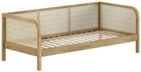 Pat copii pentru camera copil tip CABINĂ MĂSLIN 90 X 200 CM RATTAN STEJAR