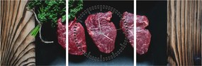 Tablou cu carne pe farfurie (cu ceas) (90x30 cm)