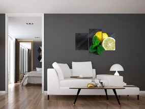 Tablou cu lămâie și mentă pe masă (90x60 cm)
