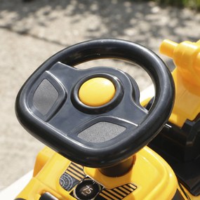 AIYAPLAY Compactor Rutier de Călărit pentru Copii 1-4 Ani, cu Rolă Reglabilă, Claxon și Spațiu sub Scaun, Galben | Aosom Romania