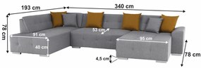 Canapea, gri/muştar, model stânga, BELLIS U