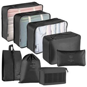 Set organizator pentru bagaje, 8 piese, negru