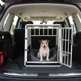 Cușcă de transport pentru câini BRUNO, 66x90x72cm, argintiu/negru Jurhan