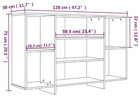 Servanta, stejar sonoma, 120x30x75 cm, PAL 1, Stejar sonoma