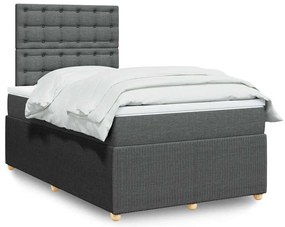 vidaXL Pat box spring cu saltea, gri închis, 120x200 cm, textil